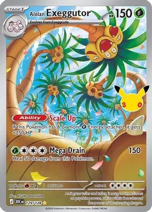 Alolan Exeggutor (129/128) - Holofoil ME 30th Celebration - Illustration Rare