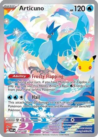 Articuno (132/128) - Holofoil ME 30th Celebration - Illustration Rare