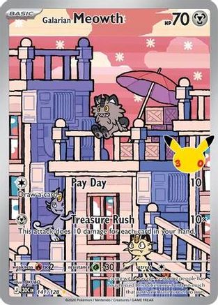 Galarian Meowth (141/128) - Holofoil ME 30th Celebration - Illustration Rare