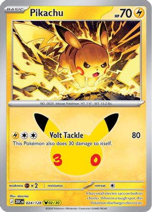 Pikachu (024/128) - Holofoil ME 30th Celebration - Pikachu Rare