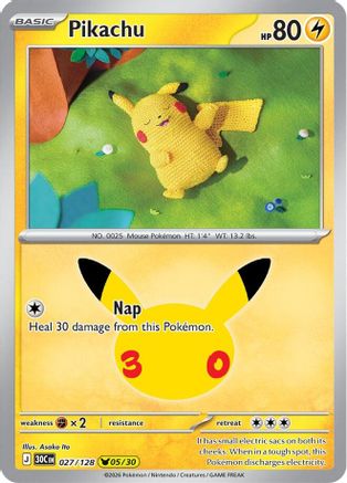Pikachu (027/128) - Holofoil ME 30th Celebration - Pikachu Rare
