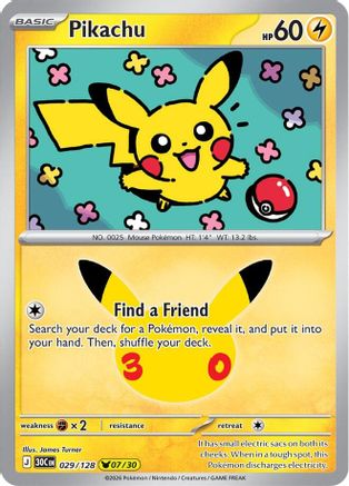 Pikachu (029/128) - Holofoil ME 30th Celebration - Pikachu Rare