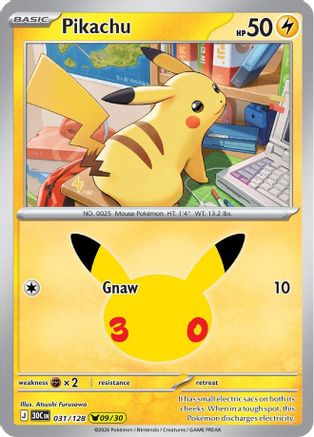 Pikachu (031/128) - Holofoil ME 30th Celebration - Pikachu Rare