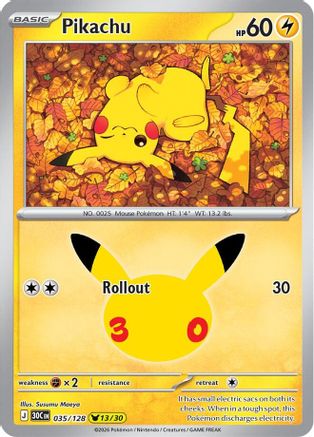 Pikachu (035/128) - Holofoil ME 30th Celebration - Pikachu Rare