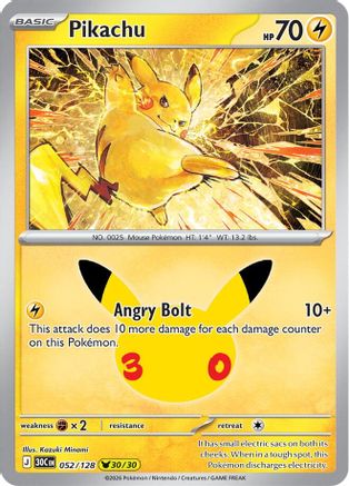 Pikachu (052/128) - Holofoil ME 30th Celebration - Pikachu Rare