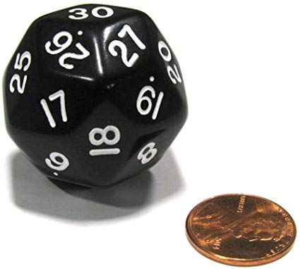 Opaque Triantakohedron D30 Black/White