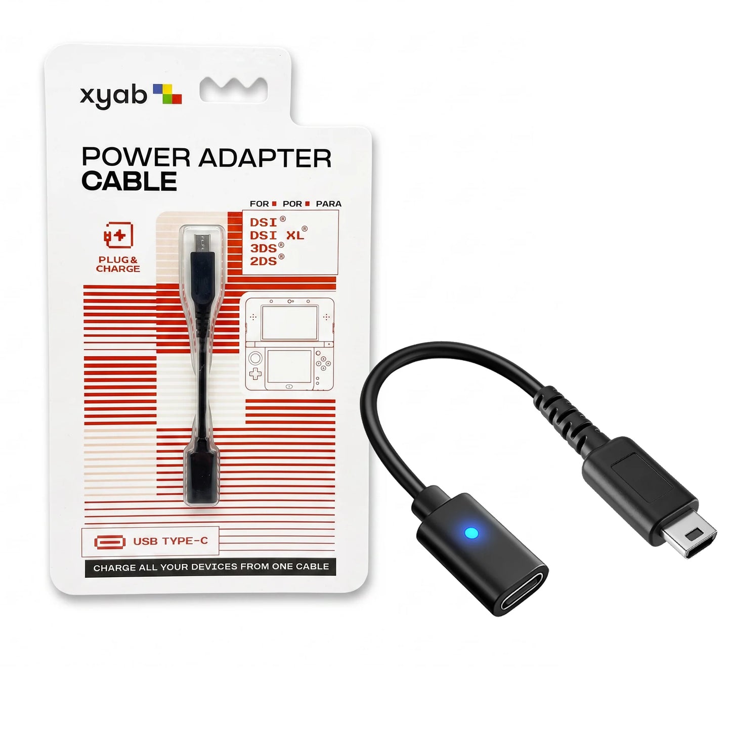 XYAB: USB C Power Adapter Cable - DSi / DSi XL / 2DS / 3DS