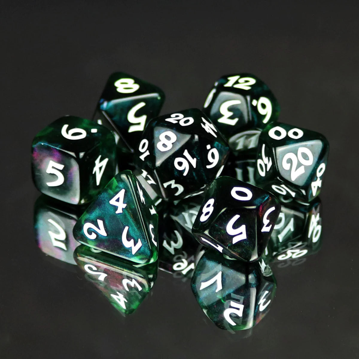 Die Hard Dice 7pc RPG Set - Elessia Moonstone Farallon with White