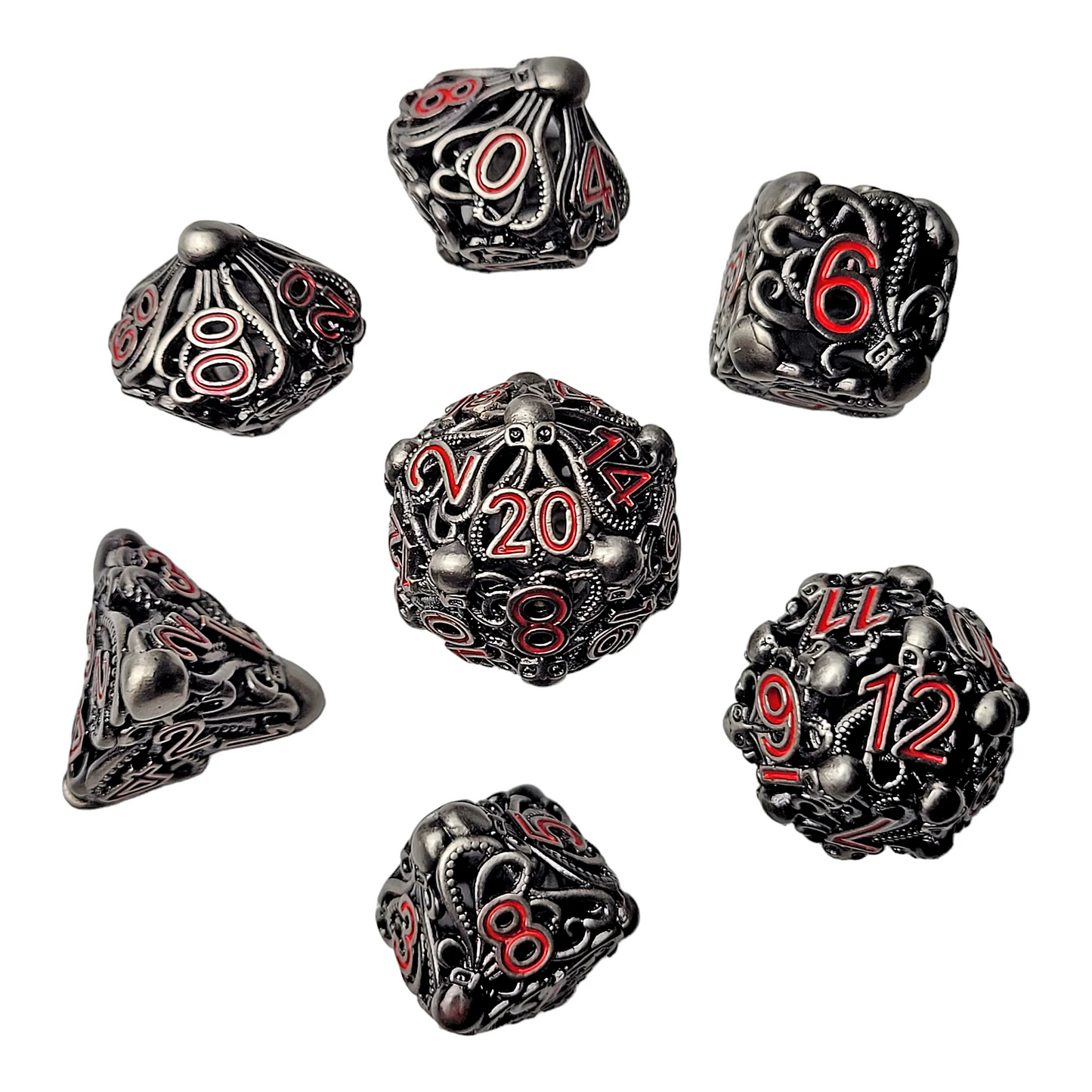 Forged Gaming Fathomless Fate White Hollow Metal RPG Dice Set