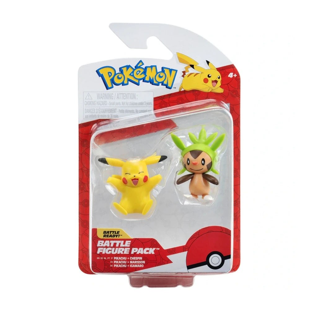 Jazwares Pokemon Battle Figure First Partner Pack - Chespin & Pikachu