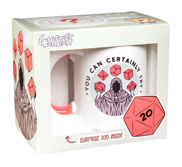 GlassStaff "You Can Certainly Try" Coffee Mug with Surprise D20