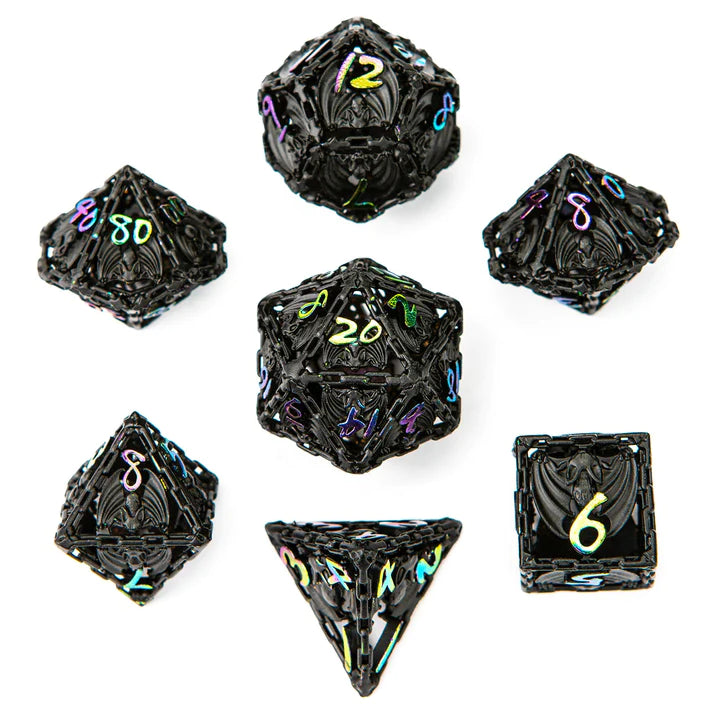 Hymgho Demon Cage Hollow Metal Dice: Black  Chromatic