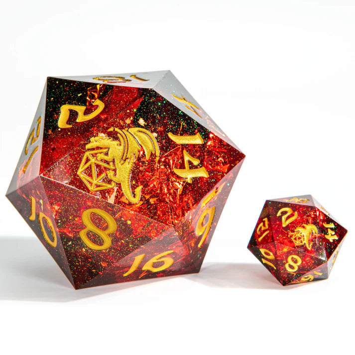 Hymgho Sharp Edge Resin Dice: 55mm D20 Red