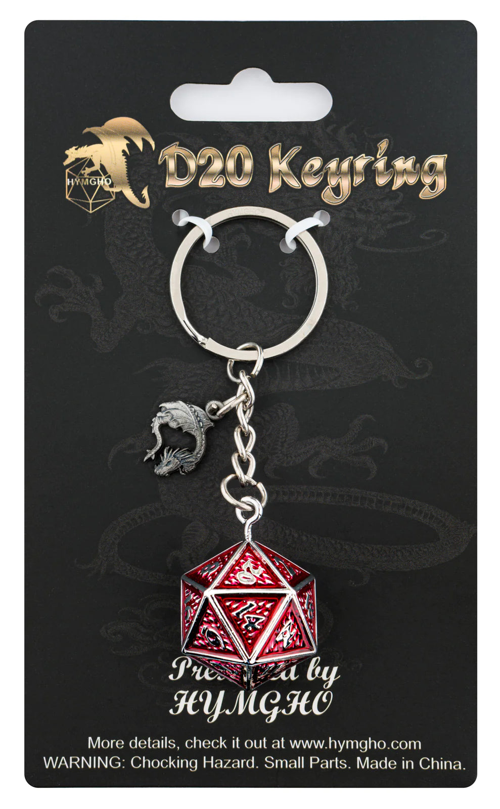 Hymgho D20 Keychain Behemoth - Blood on Gun Metal