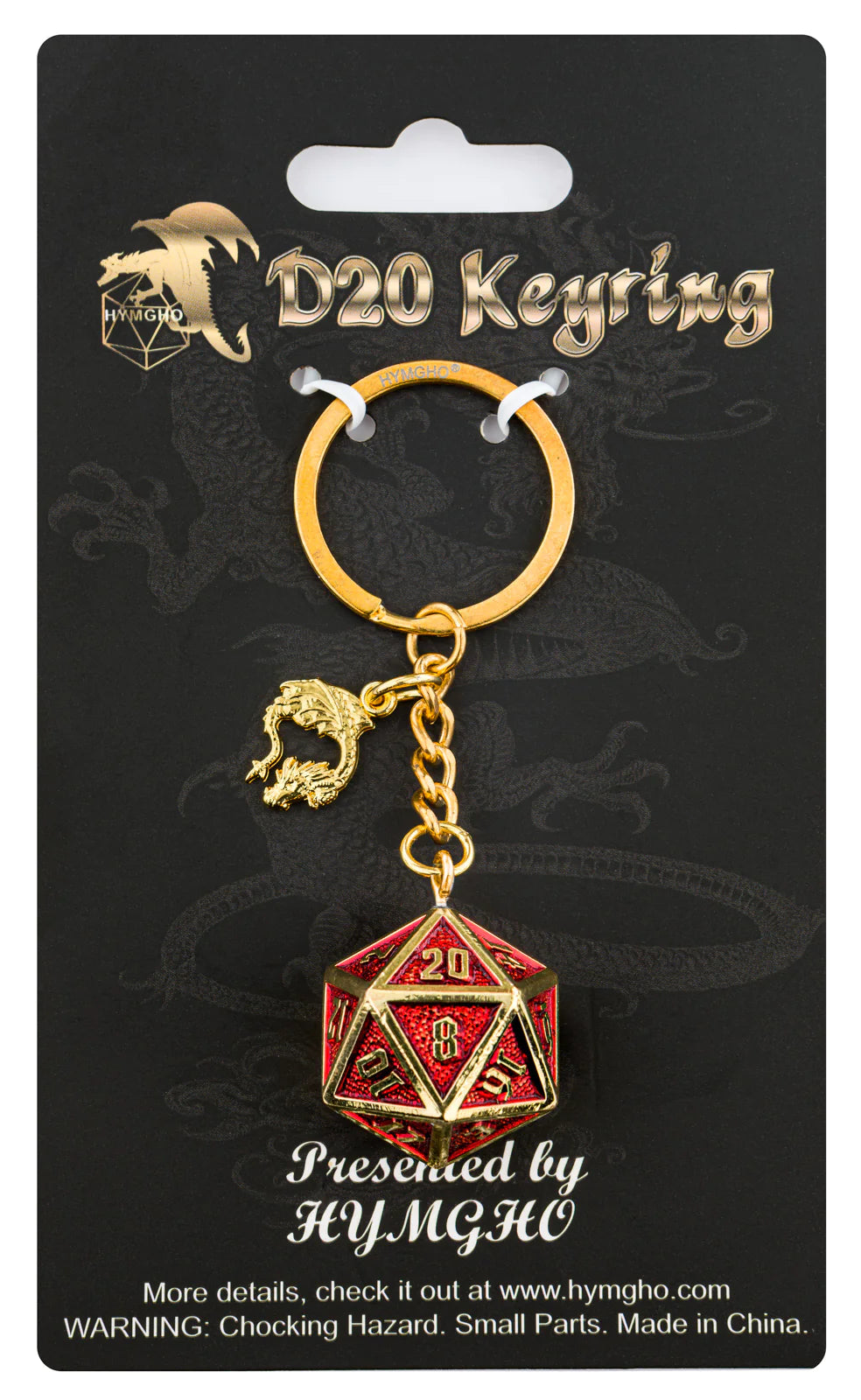 Hymgho D20 Keychain Draconis - Gold and Ruby