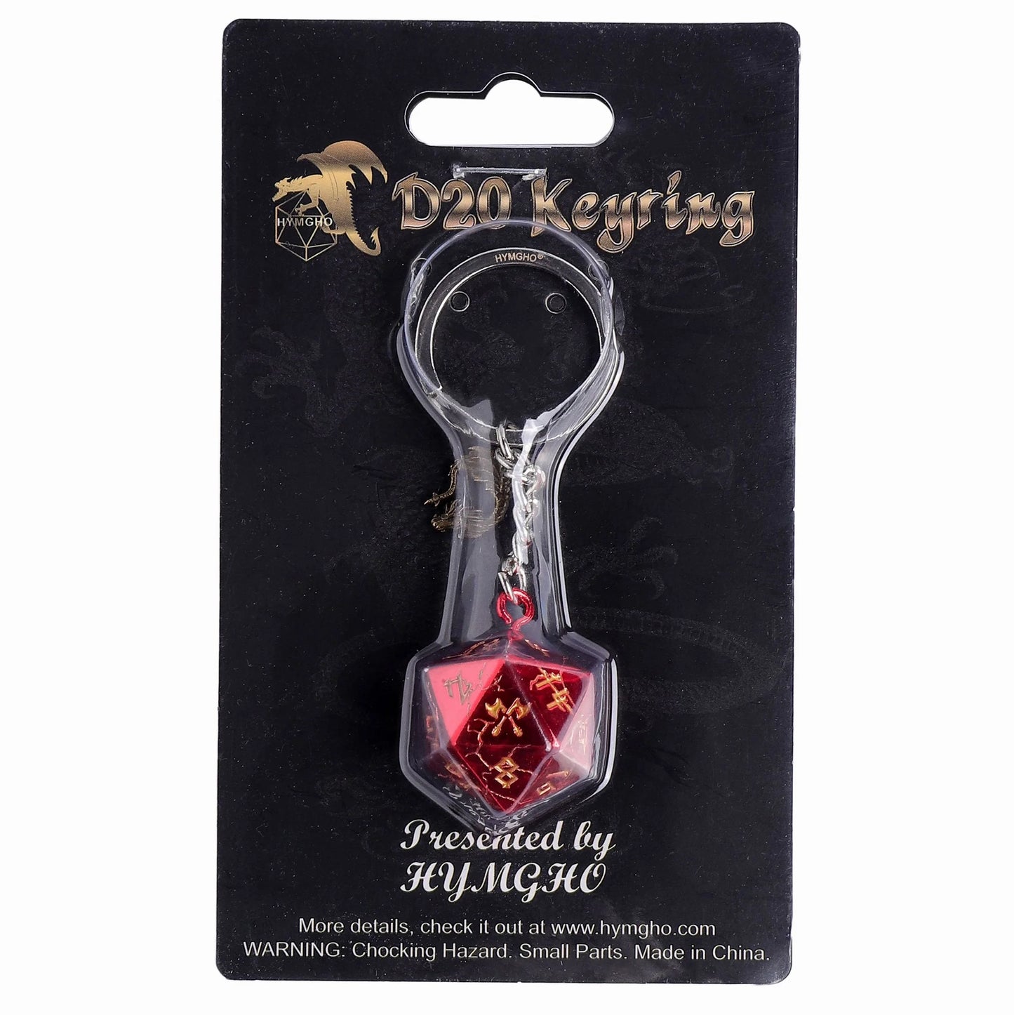Hymgho D20 Keychain Barbarian - Red with Gold