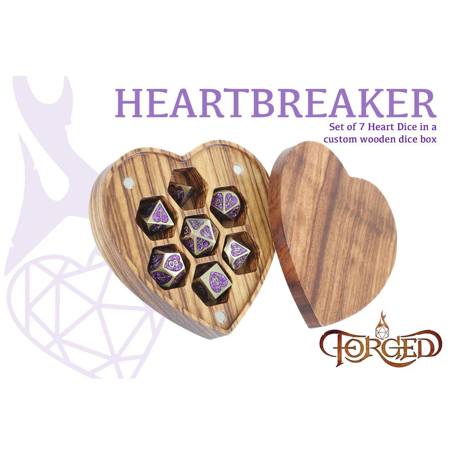 Forged Gaming Heartbreaker Set of 7 Heart-Shaped Metal Dice
