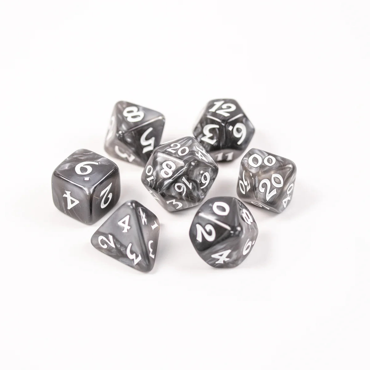 Die Hard Dice 7pc RPG Set - Elessia Essentials Gray with White