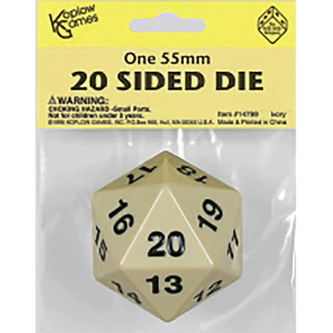 Koplow Games 20 Sided Die (55mm) Countdown D20 - Ivory