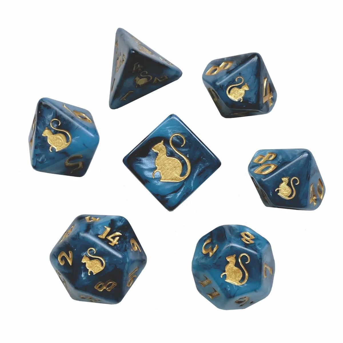 Black Oak Workshop 7-Dice Set: Kitty Clacks - Bast
