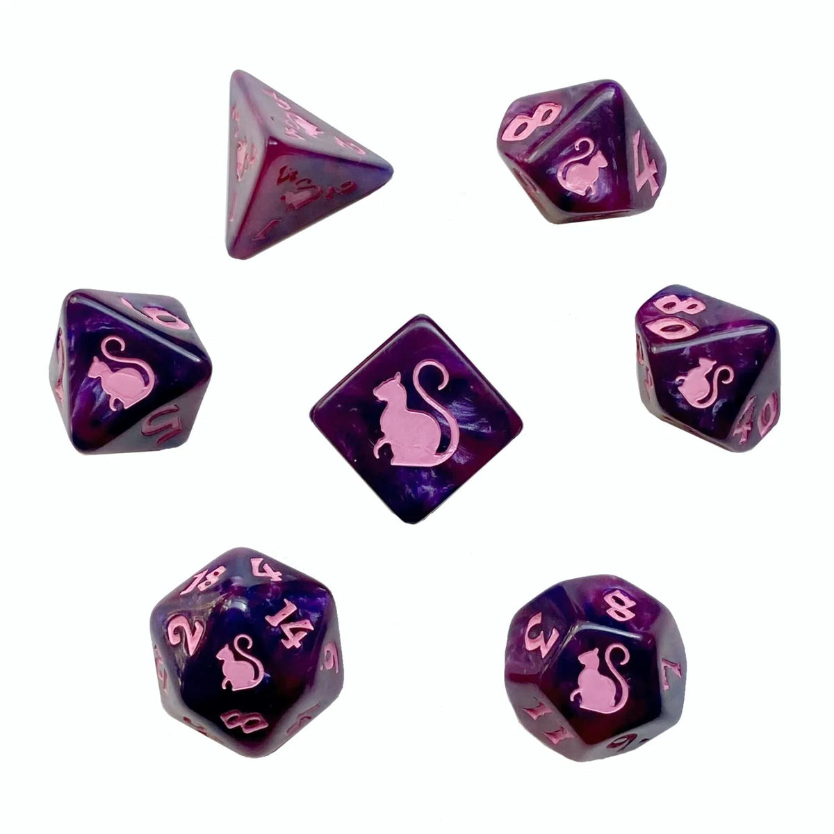 Black Oak Workshop 7-Dice Set: Kitty Clacks - Cheshire