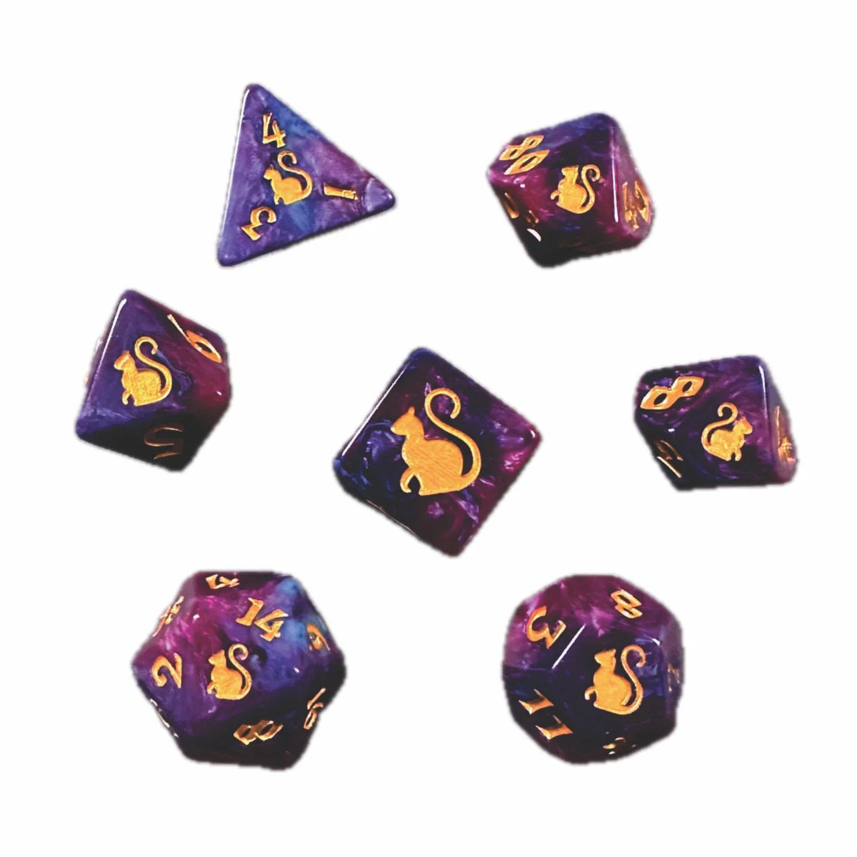 Black Oak Workshop 7-Dice Set: Kitty Clacks - Fortuna