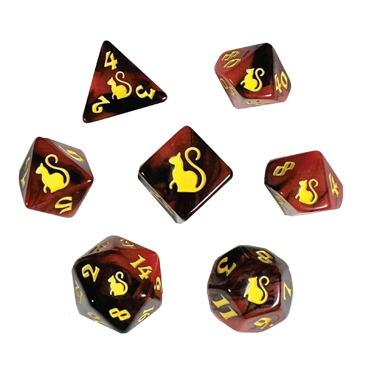 Black Oak Workshop 7-Dice Set: Kitty Clacks - Lucipurr