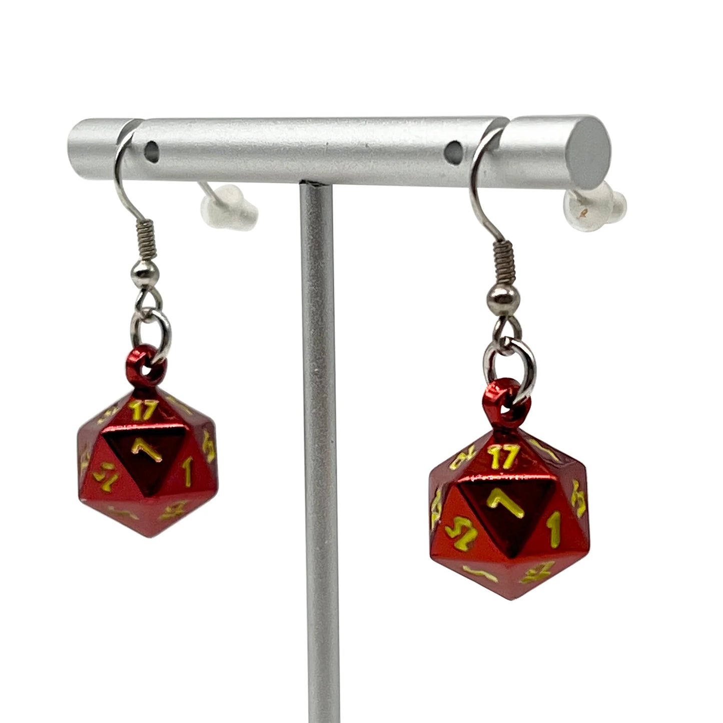 Norse Foundry Ioun Stone D20 Dice Earring Set: Fireball