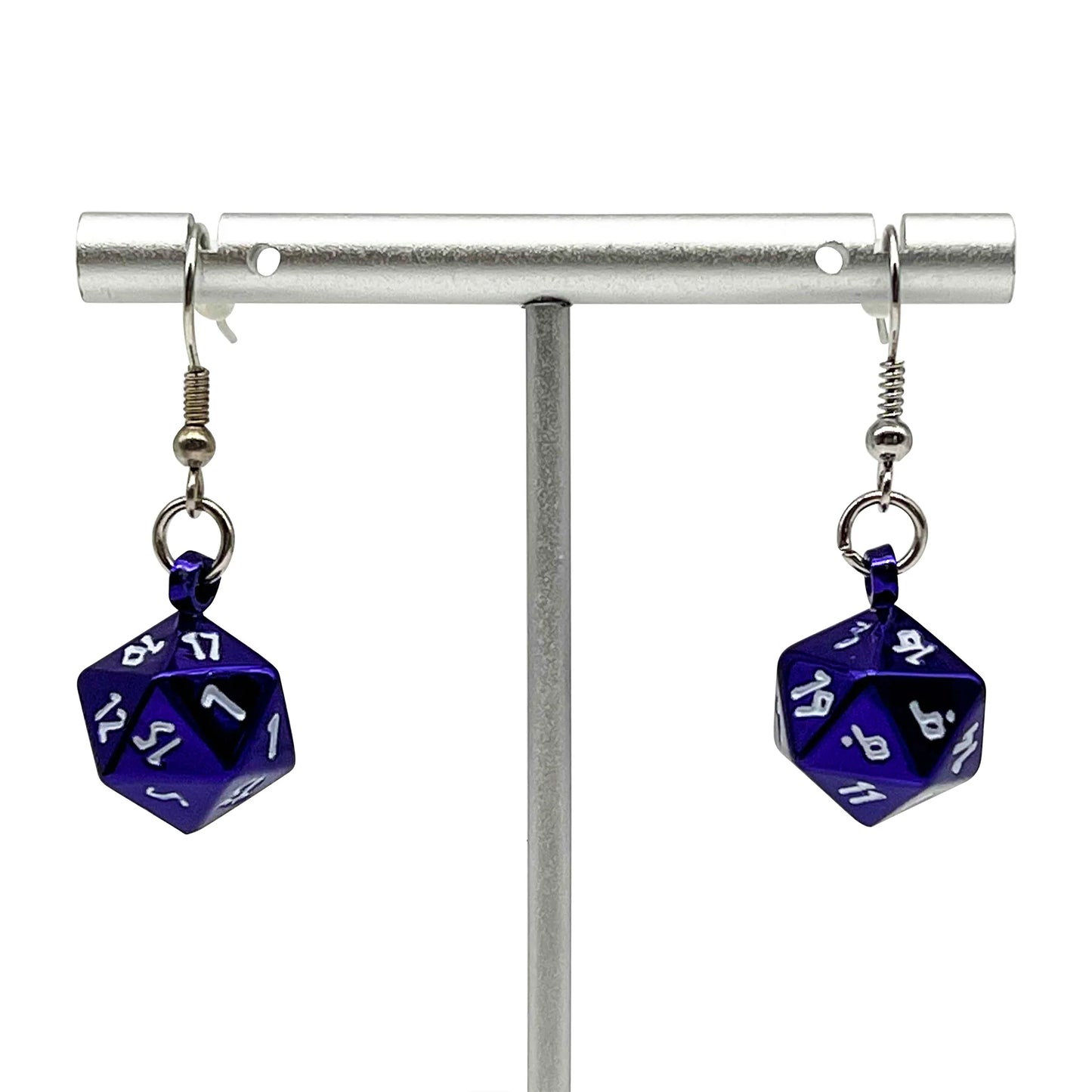 Norse Foundry Ioun Stone D20 Dice Earring Set: Bardic Purple
