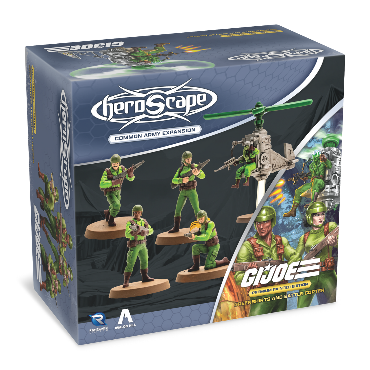 G.I. JOE Heroscape: Greenshirts & Battle Copter Common Army Expansion (Painted)