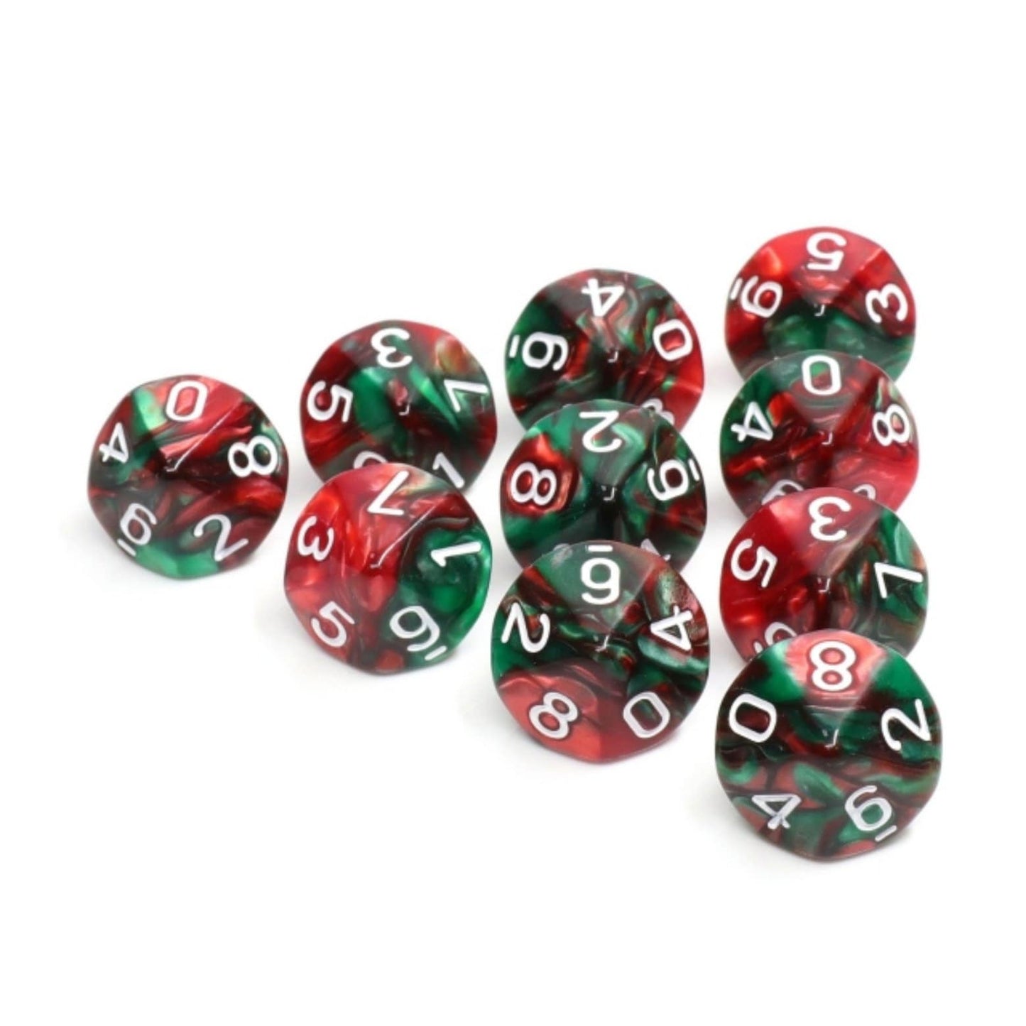 10 piece D10s - Burning Bush