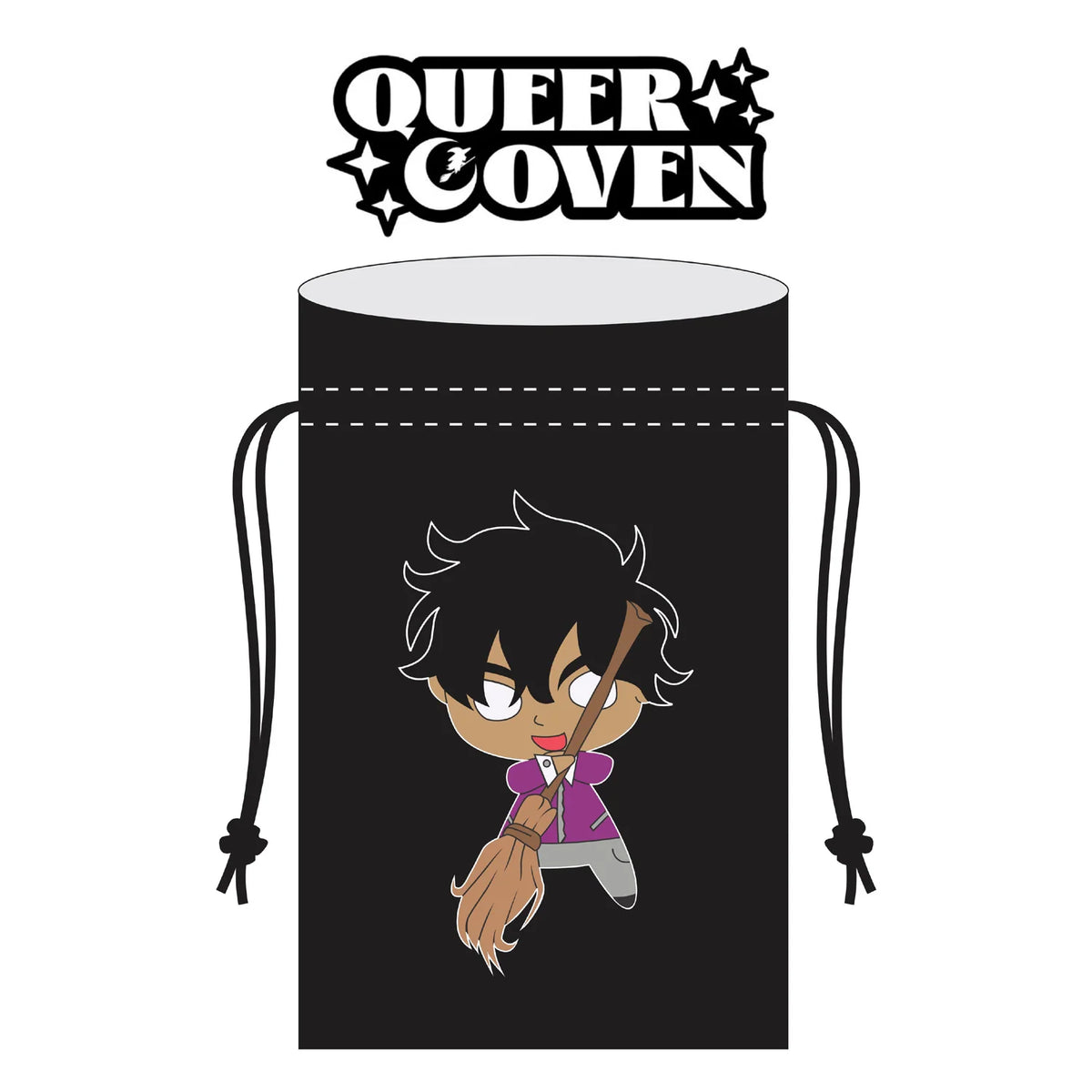 Black Oak Workshop Dice Bag: Queer Coven - Sorcerer With Broom
