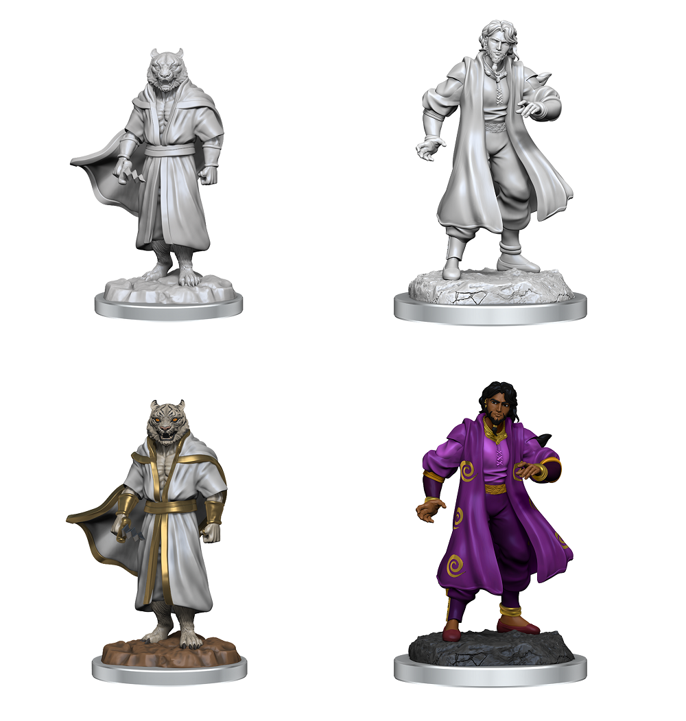 WizKids Unpainted Miniatures: Critical Role W3 Male Sorcerer & Merchant/Tiger Demon