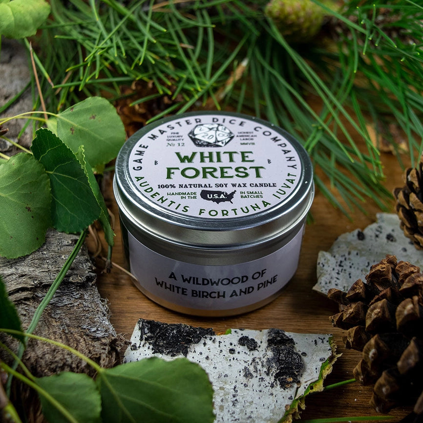Game Master Dice Candle - White Forest (8 oz.)