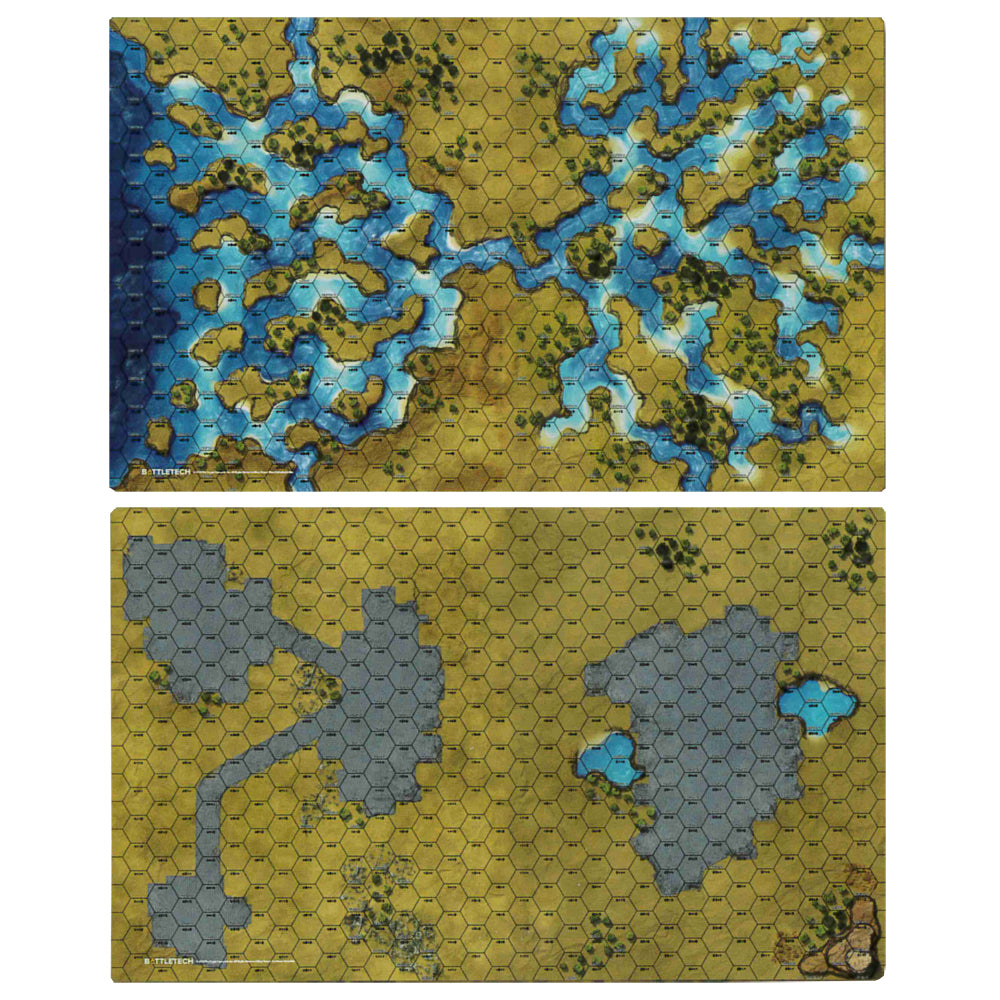 BattleTech - Savannah: River Delta/City Ruins Battlemat