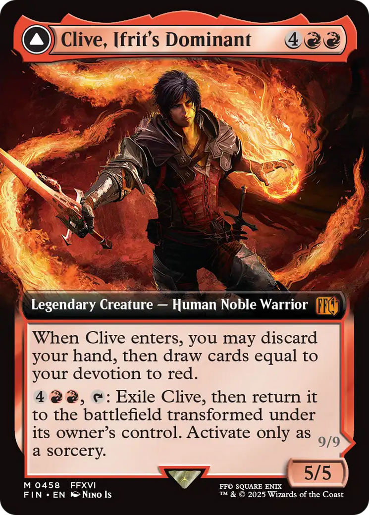Clive, Ifrit's Dominant // Ifrit, Warden of Inferno (FIN-458) - FINAL FANTASY: (enchantment, Extended Art) Foil