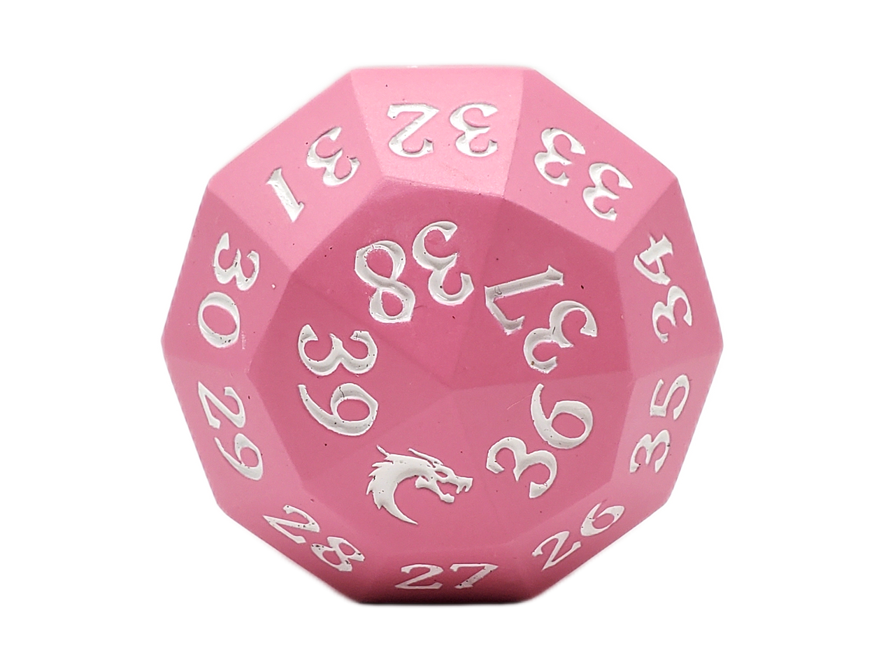 Old School Dice: Metal D40 Spindown - Pink w/White