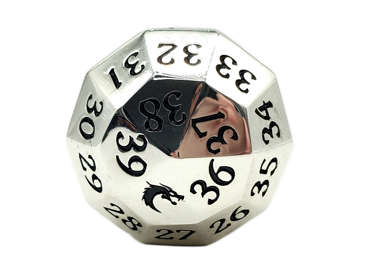 Old School Dice: Metal D40 Spindown - Silver w/ Black