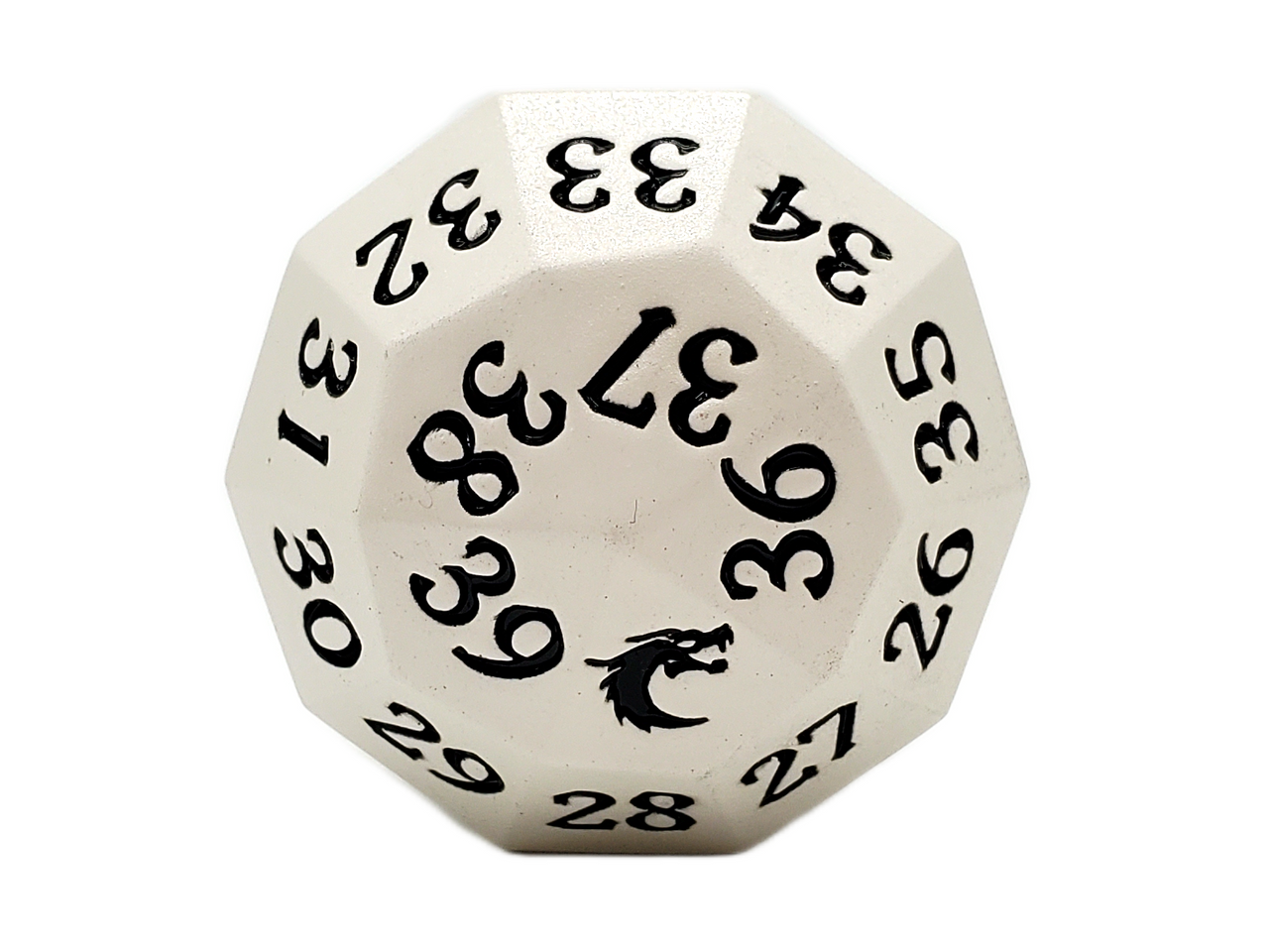 Old School Dice: Metal D40 Spindown - White w/Black