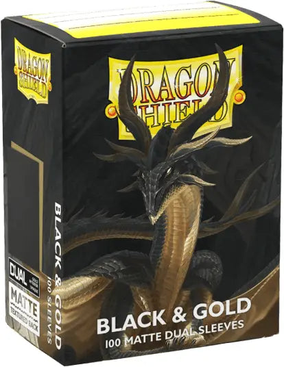 Dragon Shield: Standard 100ct Sleeves - Black & Gold (Dual Matte)