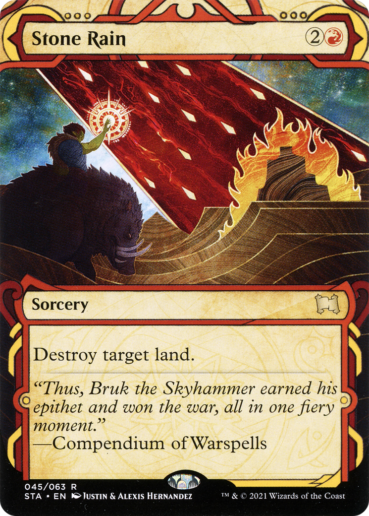 Stone Rain (STA-045) - Strixhaven Mystical Archive: (Showcase) (Borderless) Etched Foil