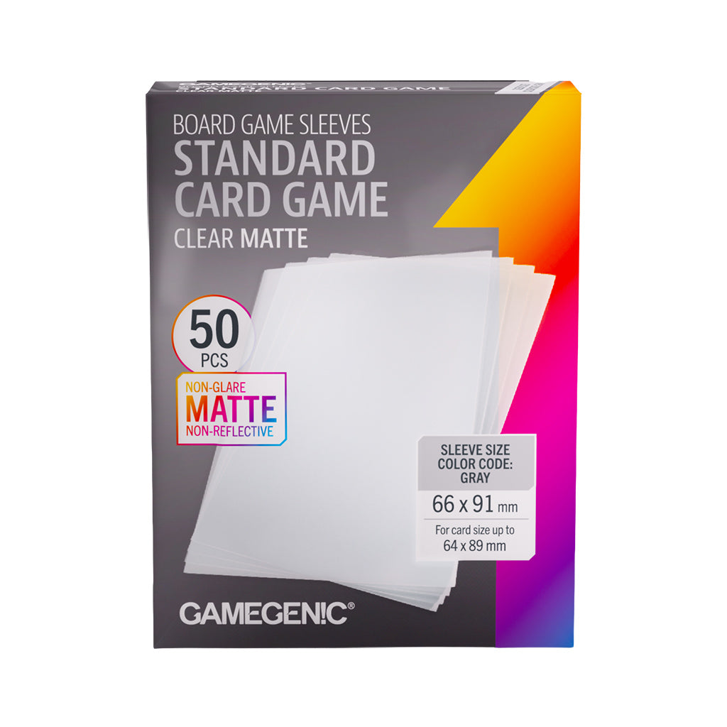 GameGenic Board Game Sleeves: Standard Card Game - Clear Matte (50)