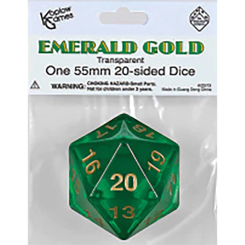 Koplow Games 20 Sided Die (55mm) Countdown D20 - Emerald Gold