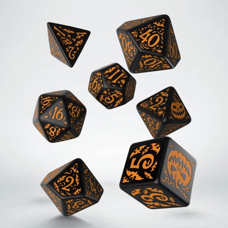 Q Workshop: Halloween Pumpkin Black & Orange Dice set