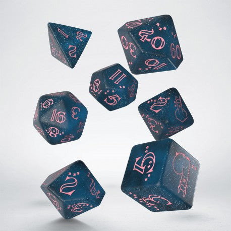 Q Workshop: Sparkling Llama Dice Set (Glittering Dark Blue & Pink)