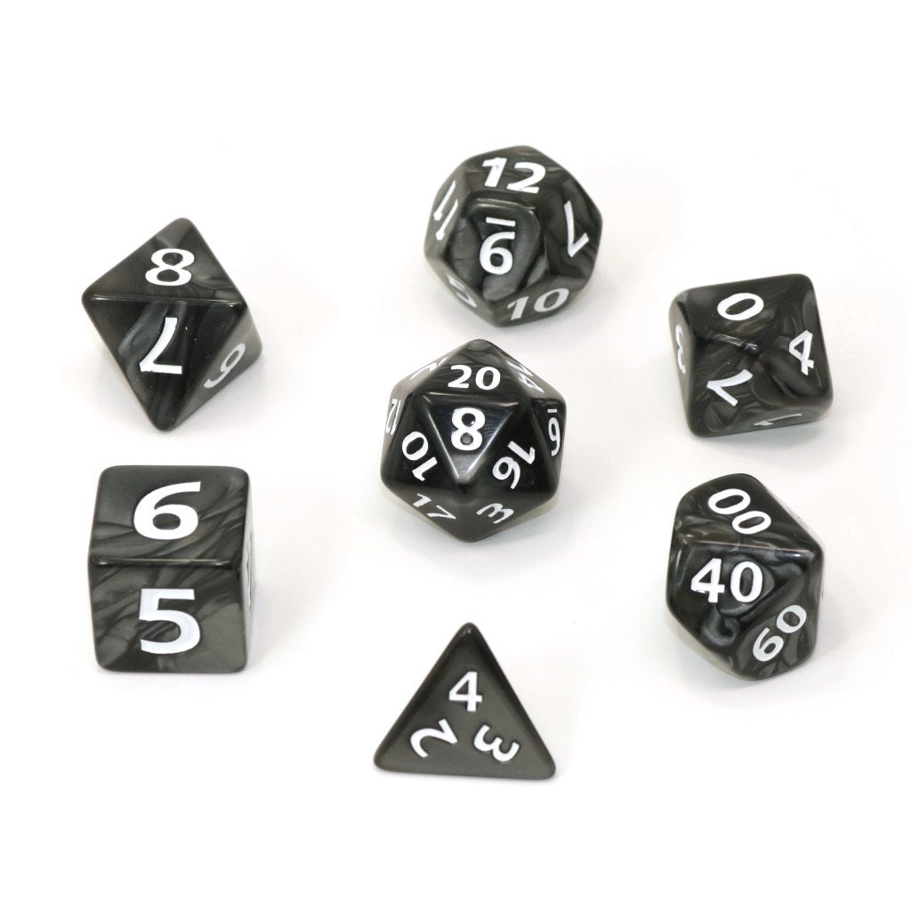 Die Hard Dice 7 Die Mega Dice Set: Black Swirl with White