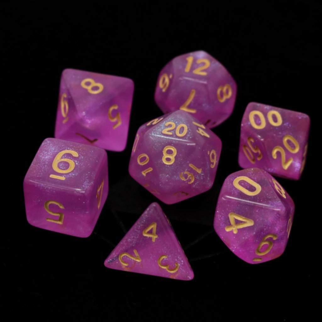 Die Hard Dice 7 Die RPG Dice Set: Sakura w/ Gold