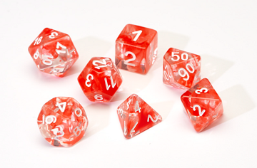 Sirius Dice 7 Die Set: Translucent Red Cloud Resin