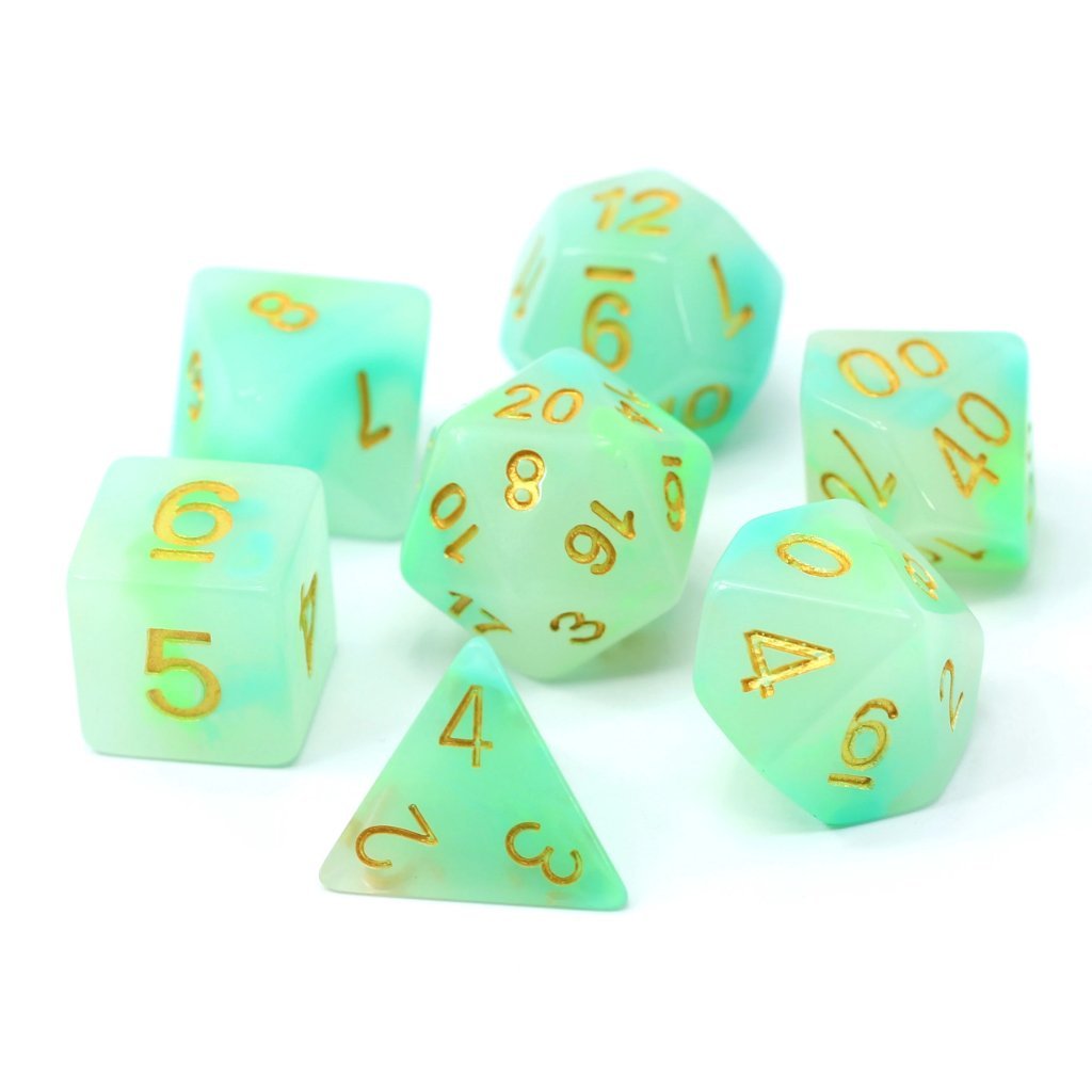 Die Hard Dice 7 Die RPG Dice Set: Frost Emerald