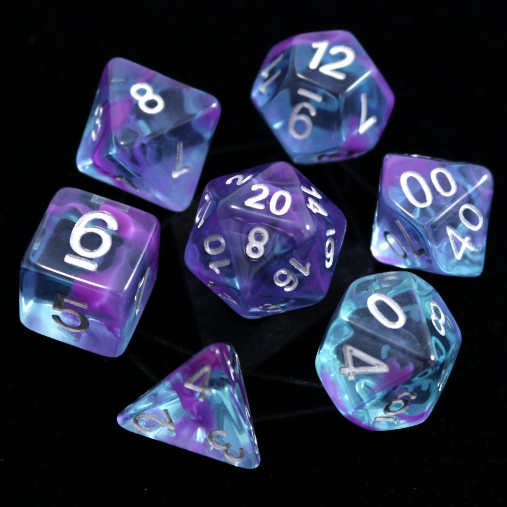 Die Hard Dice 7 Die RPG Dice Set: Aquarium Ribbon